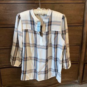 White plaid Loft Blouse